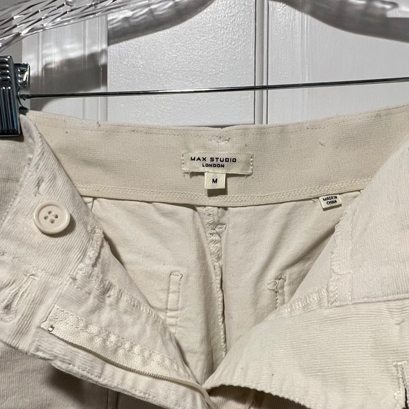 Corduroy Wide Leg Ankle Pants, Ivory, Size M - Picture 3 of 9